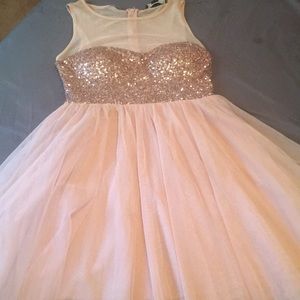 Pink sequins and tulle homecoming dress